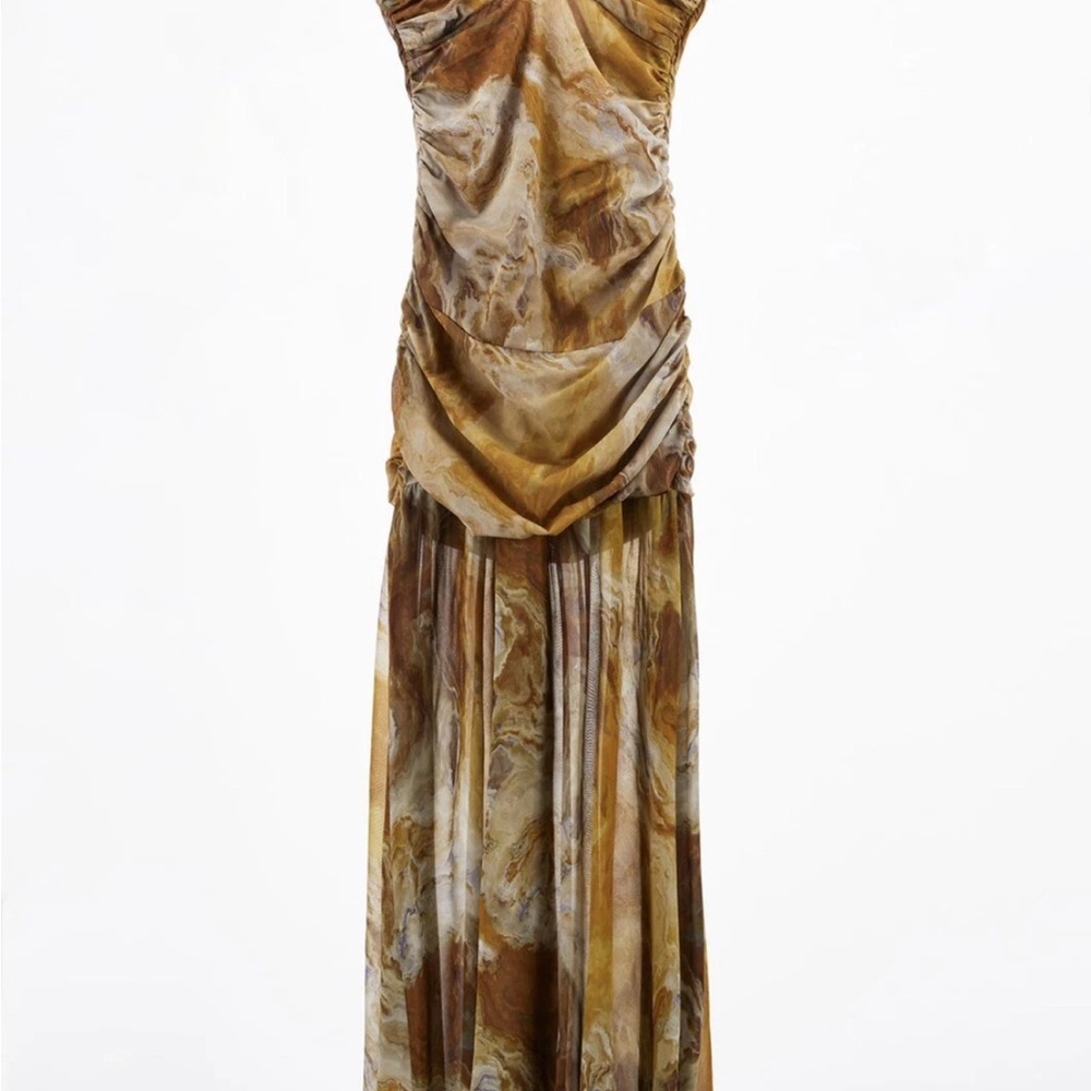 Zara Silk Halter Ruched Maxi Dress BNWT - Picture 7 of 11
